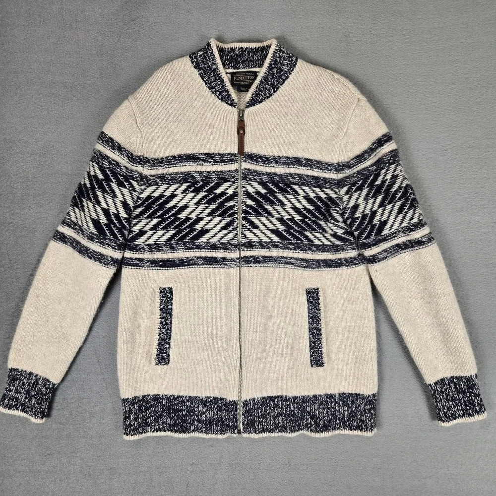 Pendleton Original Westerley Sweater Adult Medium Lambs Wool Full Zip Aztec - Picture 1 of 7